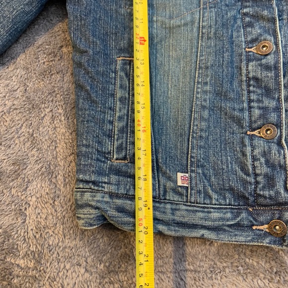 Plugg Womens Denim Sherpa Lined Trucker Jacket Blue Size L Y2K - Picture 6 of 8